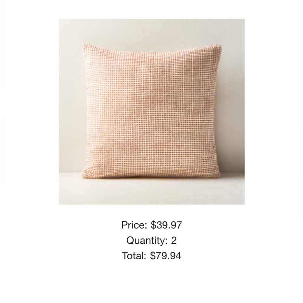 CB2 KYLEN DARK TERRACOTTA PILLOW COVER 18X18 NWOT